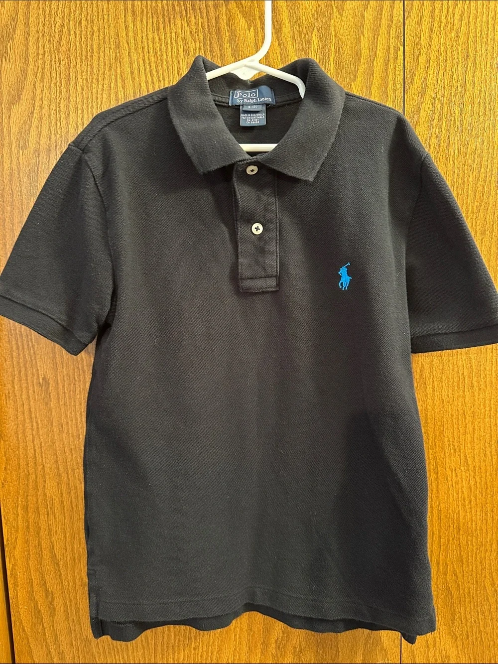 Boys Polo Ralph Lauren Black Polo with Blue Pony Logo size small 8.